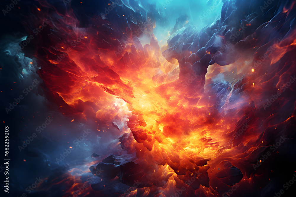 Fototapeta premium A background with a close-up of a fiery explosion.