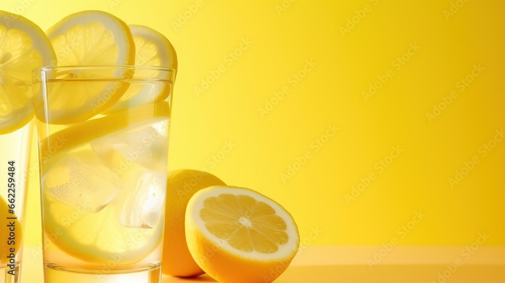 a glass of lemonade with slices of lemon on the side. generative ai a glass of lemonade with slices of lemon on the side. generative ai