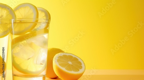  a glass of lemonade with slices of lemon on the side. generative ai