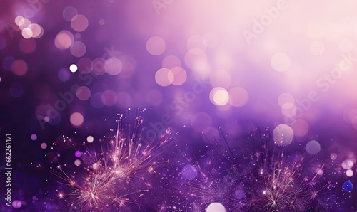 Dreamlike purple scene with radiant bokeh orbs.