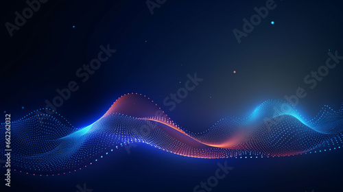 beautiful abstract wave technology digital network background with blue light digital effect corporate concept photo
