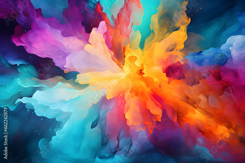 An Abstract Background with Colorful Paint Splashes