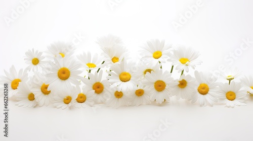 Daisy devotion. Innocent white daisies with yellow centers, symbolizing new beginnings. 