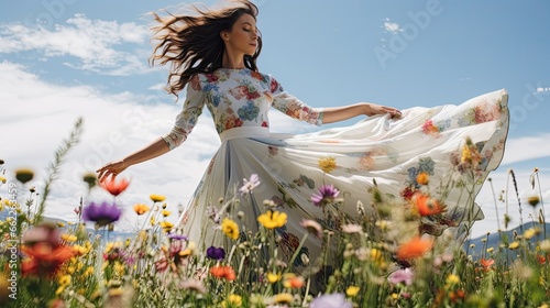 Obraz na plátně Model in a wildflower waltz