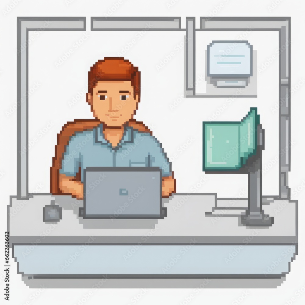 computer desktop with man cartoon vector illustration graphic design computer desktop with man cartoon vector illustration graphic design office worker in cartoon style