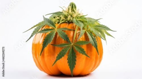 Cannabis Marijuana Halloween Pumpkin isolated on white background