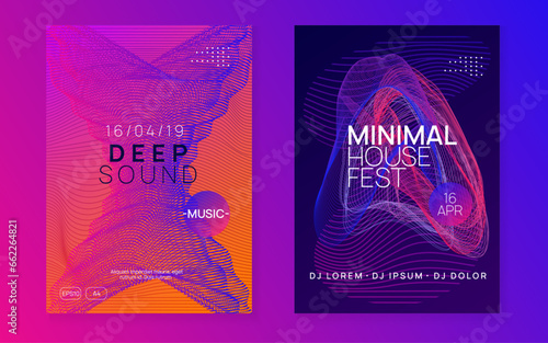 Neon flyer trance event. Techno dj party. Electro dance music. Electronic sound. Club fest poster.