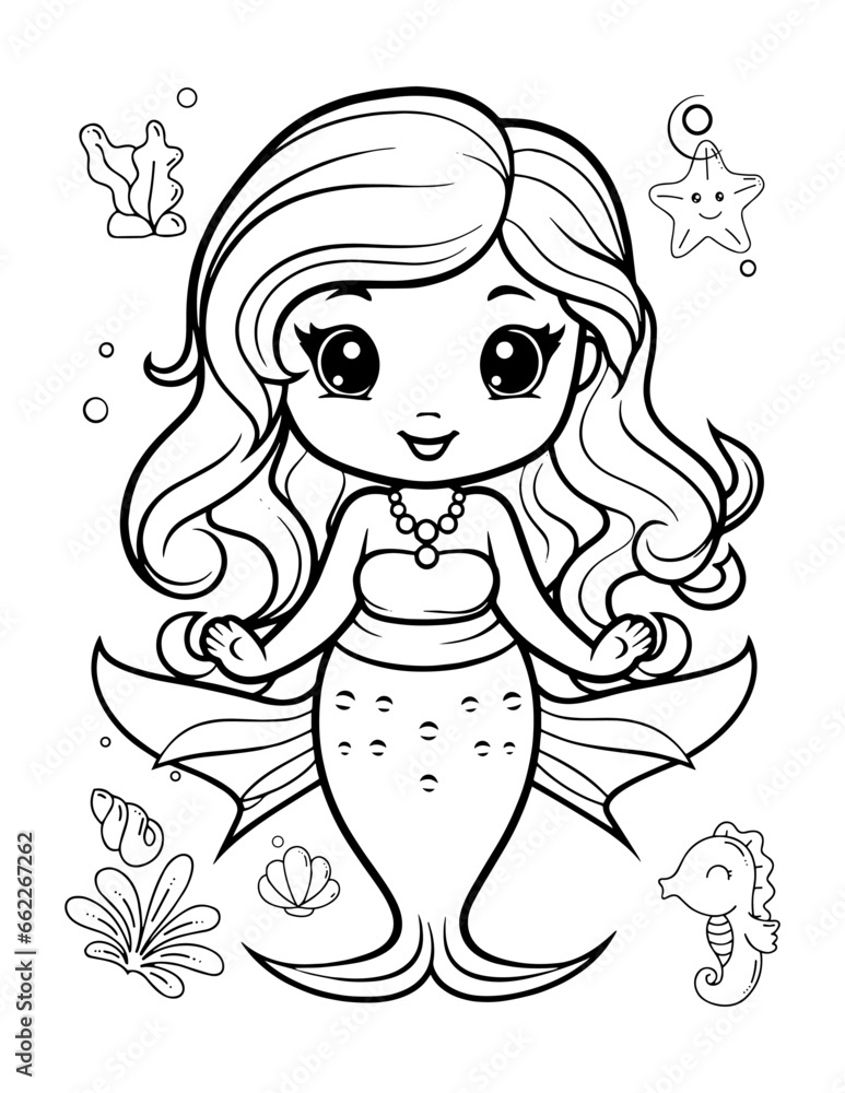 Mermaid Cute Baby Coloring Book