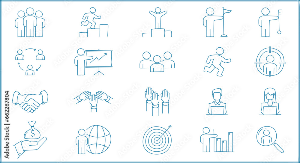Hand drawn business people icon set. Line icon. Doodle business icon set. Hand drawn business people icon set. Line icon. Doodle business icon set.
