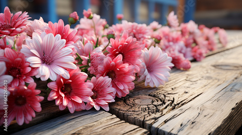 Bunch of flowers on a wooden table UHD wallpaper Stock Photographic Image