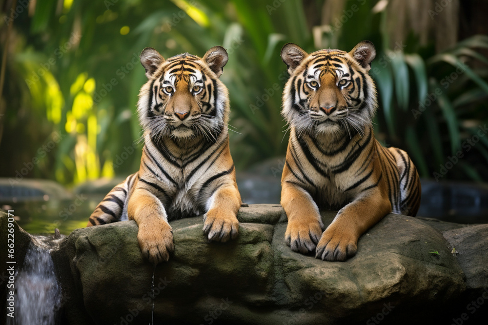 Obraz premium Tigers on the rock