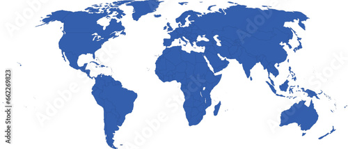 Blue World Map, World Map, Map Of World, Entire Map Of Earth, Vector Illustration