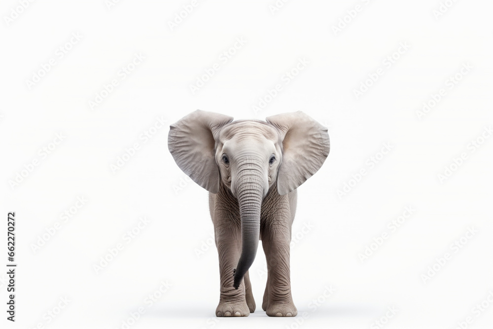 A baby elephant isolated on white
