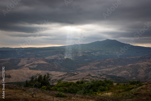 landscape seen from the castle of Radicofani  province of Siena  Tuscany  Italy