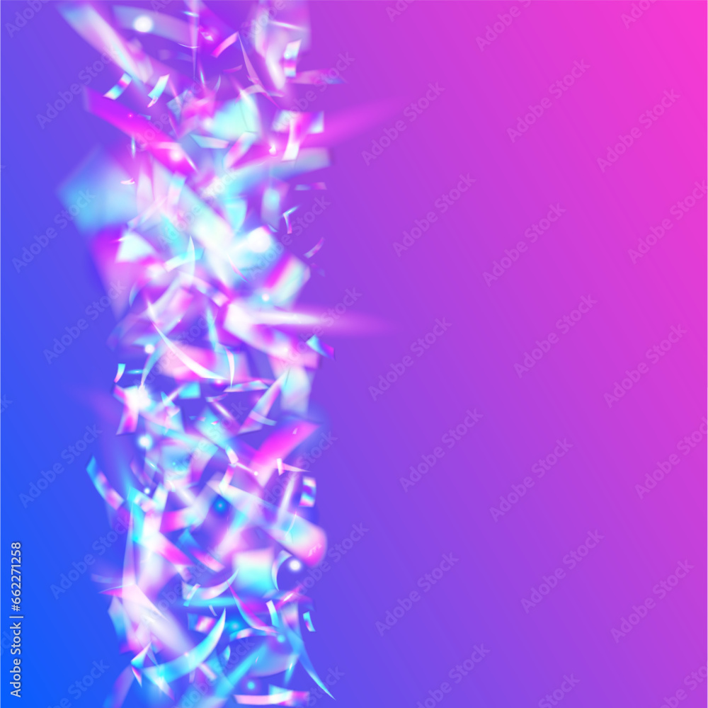 Birthday Background. Shiny Colorful Wallpaper. Holiday Art. Bokeh Texture. Glitch Sparkles. Purple Retro Glitter. Metal Element. Fantasy Foil. Violet Birthday Background