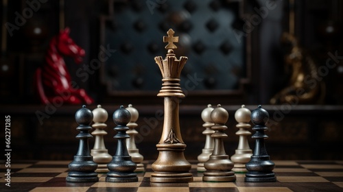 chess pieces on a chessboard generated by AI tool 
