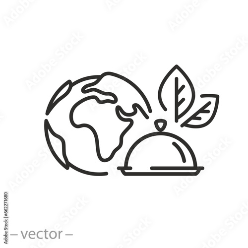 international kitchen icon, global cuisine, national dish, thin line symbol - editable stroke vector illustration