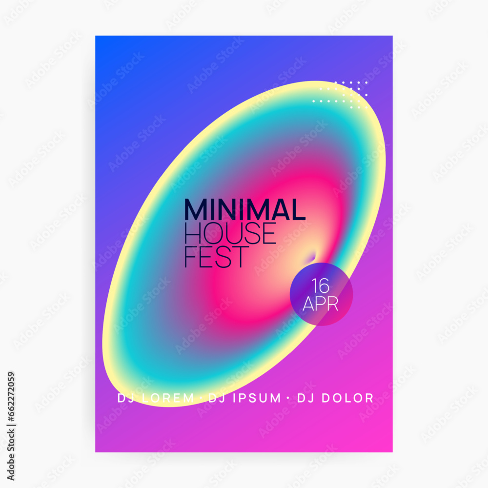 Neon Banner. Dance And Concert Vector. Minimal Background For Brochure Shape. Cool Effect For Invitation. Trendy Electro Flyer. Pink And Blue Neon Banner