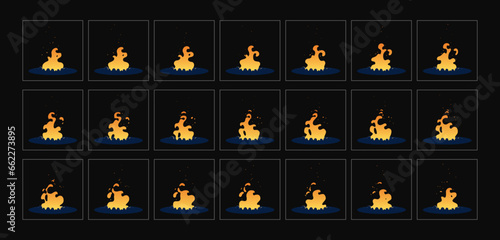 Fire animation FX. Fire animated sprites sheet for cartoon, game, motion graphic. 
