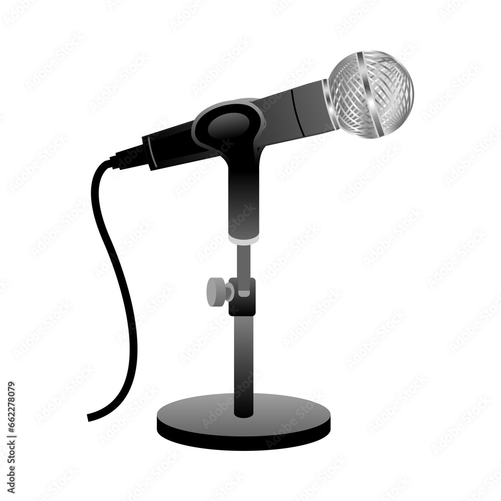 Obraz premium シンプルなイラスト_マイクスタンド,ダイナミックマイク