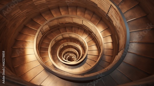Top-down view of a spiral staircase.