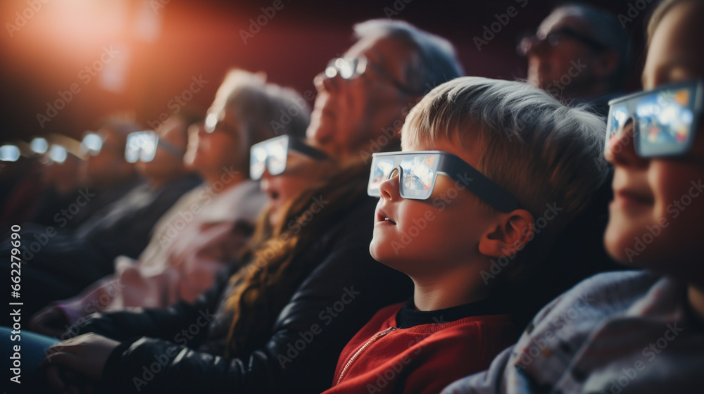 A cinematic experience shared by all, both young and old, blurred background A cinematic experience shared by all, both young and old, blurred background