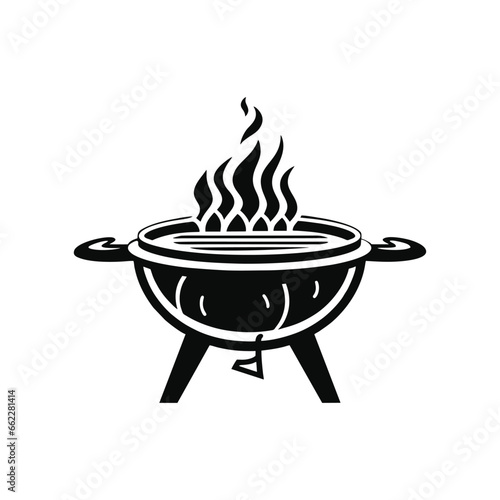 vector black barbecue grill, BBQ Grill icons on white background