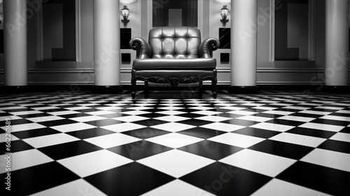 Vintage checkered tiles in black and white