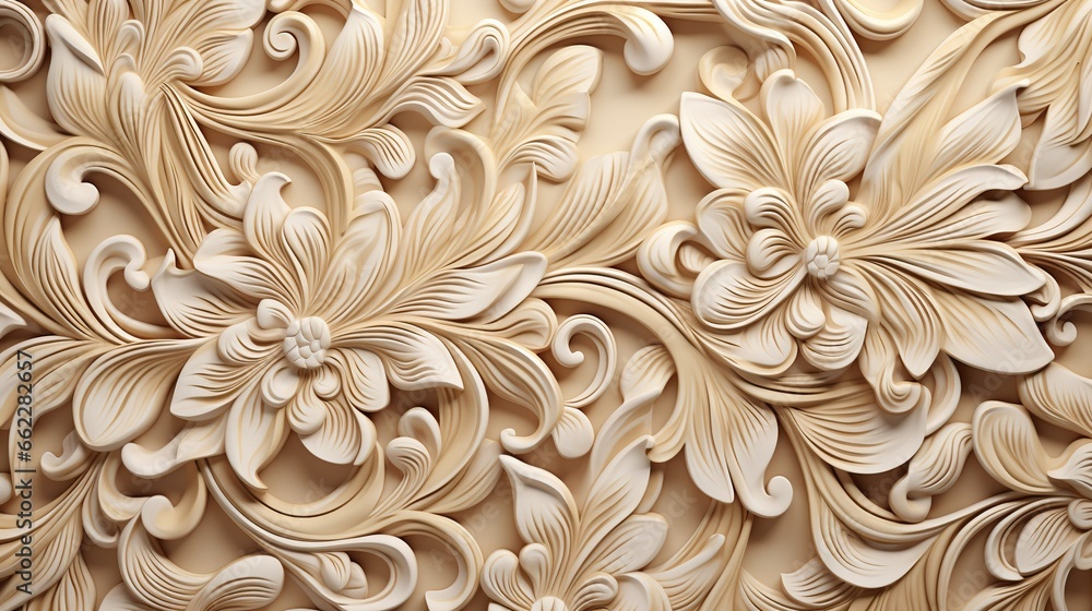 a close up of a decorative wall with flowers on it. generative ai a close up of a decorative wall with flowers on it. generative ai