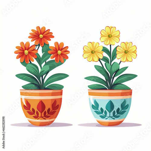 Set of Flower Pots Vector Graphic