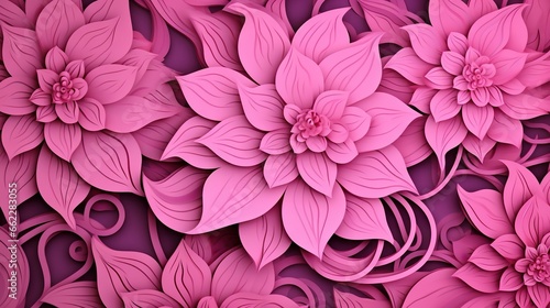  a pink flower is shown on a purple background with swirls. generative ai