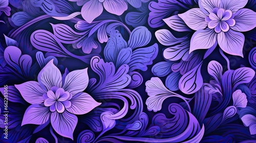  a blue and purple floral background with swirls and flowers. generative ai © Shanti