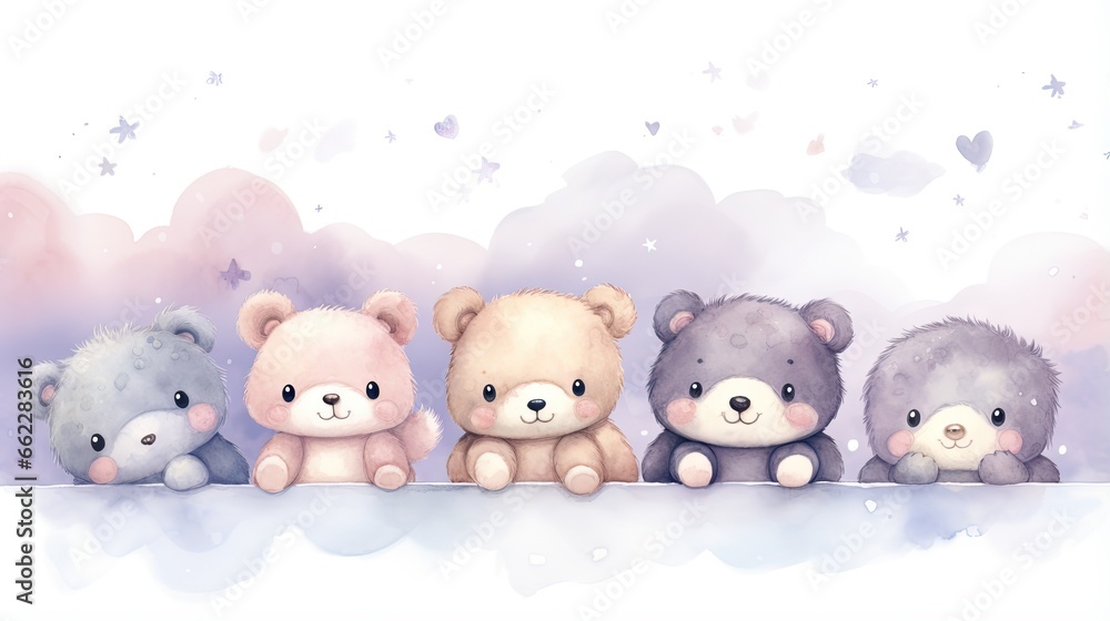 a group of teddy bears sitting on top of a shelf. generative ai a group of teddy bears sitting on top of a shelf. generative ai