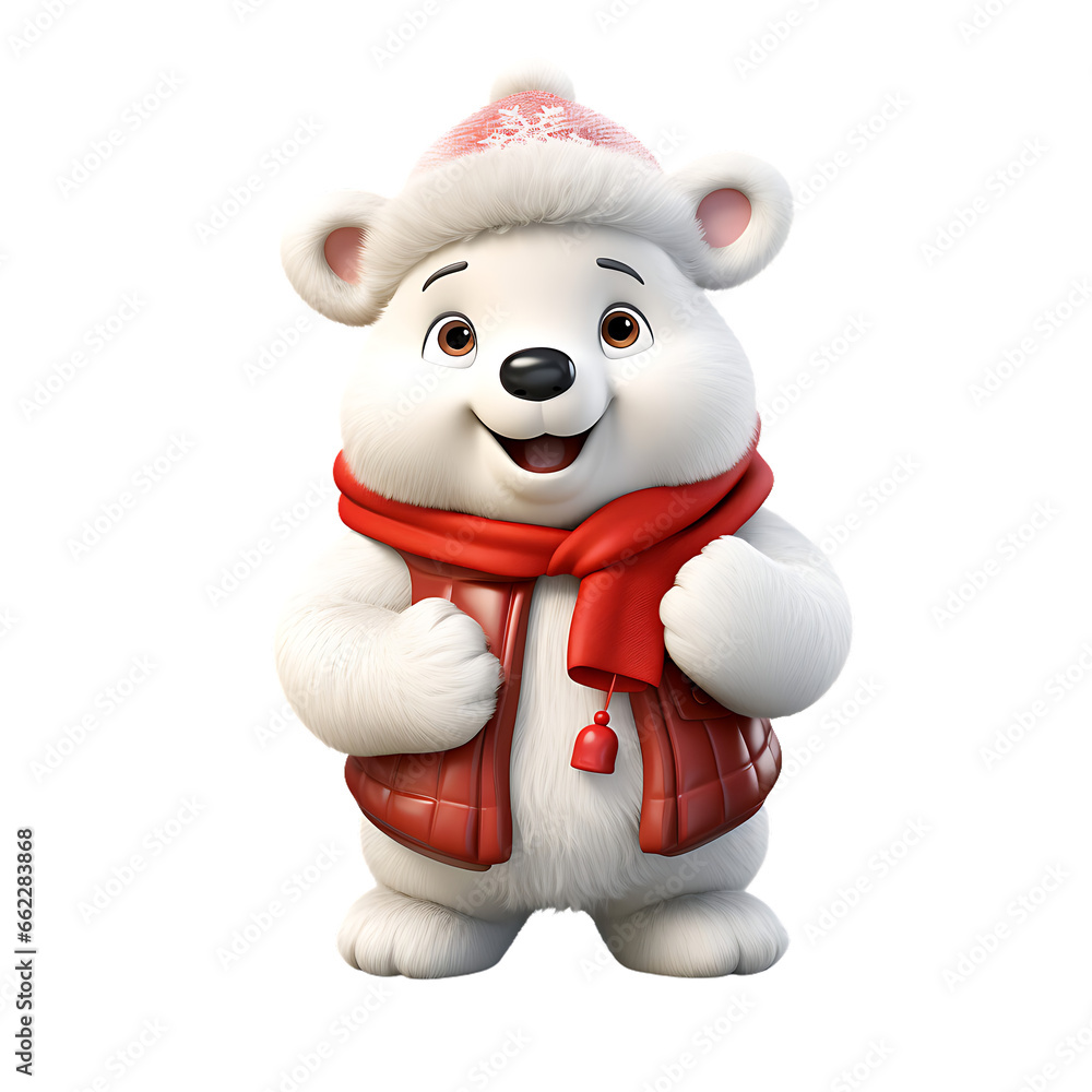 3d cute christmas polar bear mascot character 3d cute christmas polar bear mascot character