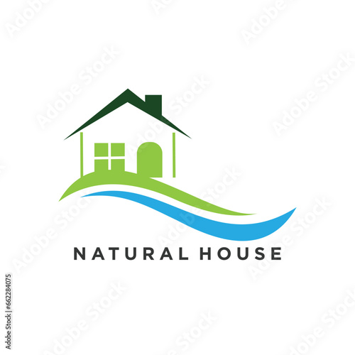 Vector house logo design with nature concept