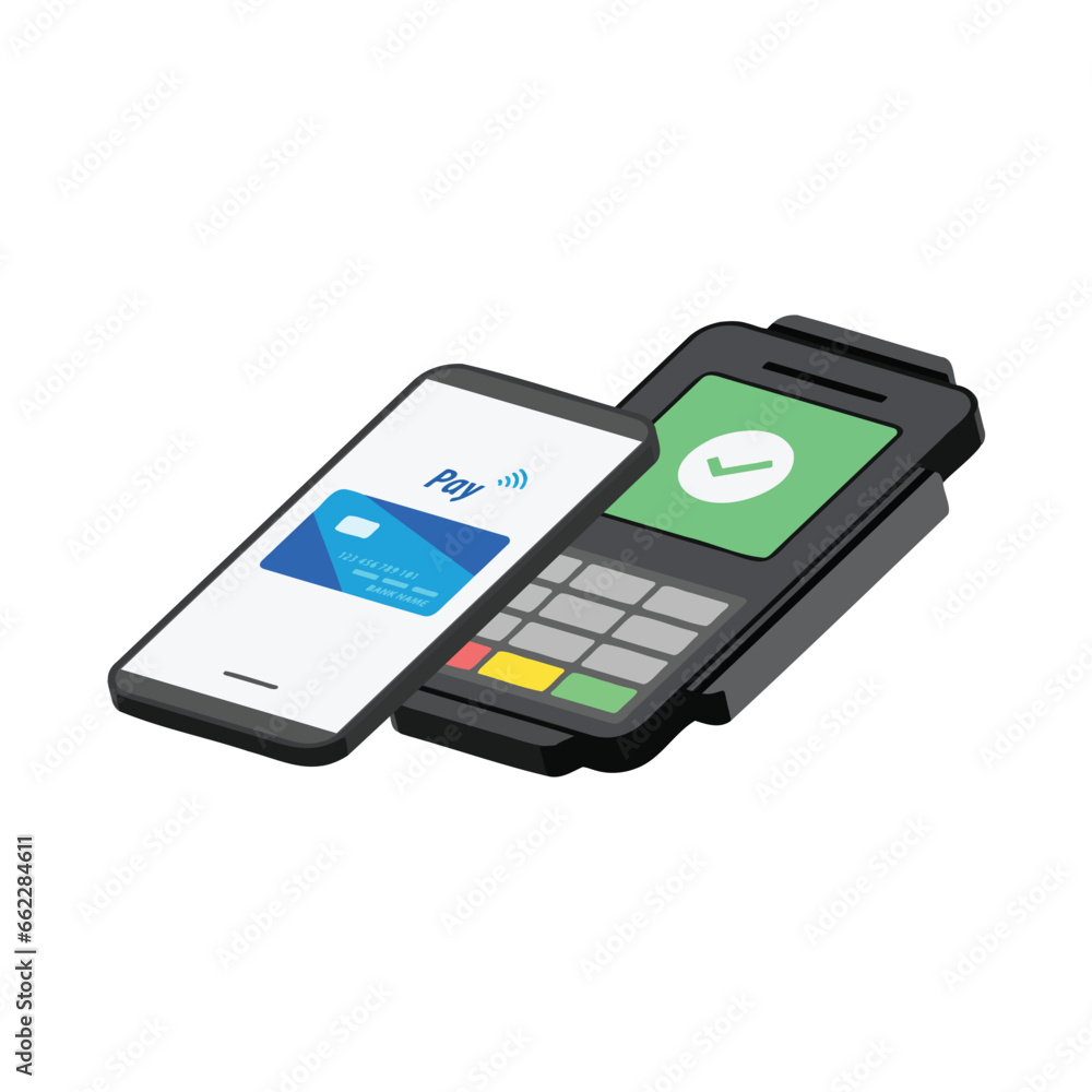 NFC technology contactless payment with smartphone and credit card vector illustration NFC technology contactless payment with smartphone and credit card vector illustration