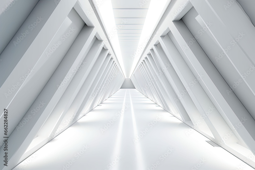 Modern Futuristic Light Corridor with White Background Modern Futuristic Light Corridor with White Background