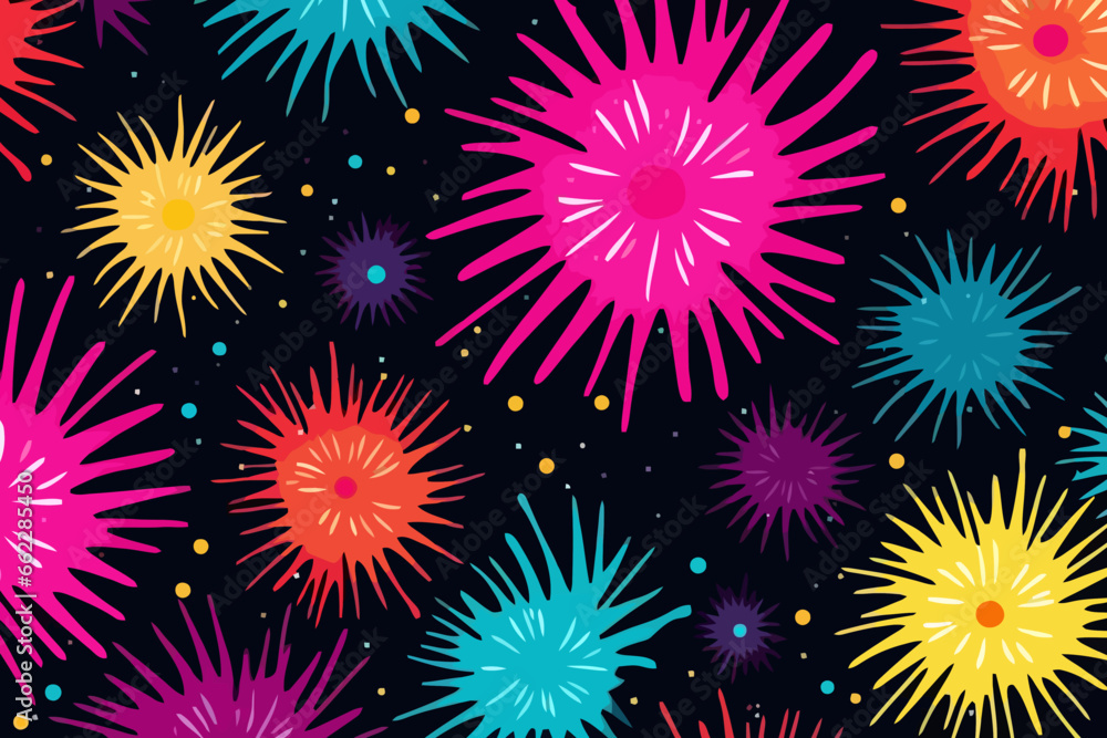 Gamma ray bursts quirky doodle pattern, wallpaper, background, cartoon, vector, whimsical Illustration - obrazy, fototapety, plakaty 