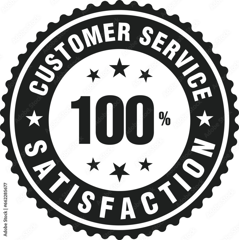 Customer Service Satisfaction 100% sticker badge label black flat. Vector EPS 10	