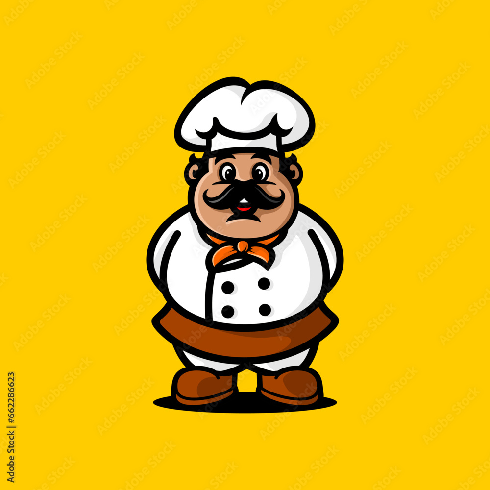 vector male chef with a thick mustache, cute chef vector male chef with a thick mustache, cute chef