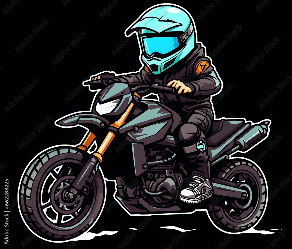 a person riding a motorcycle on a black background with a helmet. generative ai a person riding a motorcycle on a black background with a helmet. generative ai