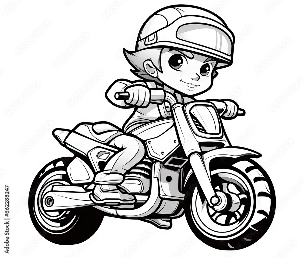 a drawing of a person riding a motorcycle with a helmet on. generative ai a drawing of a person riding a motorcycle with a helmet on. generative ai