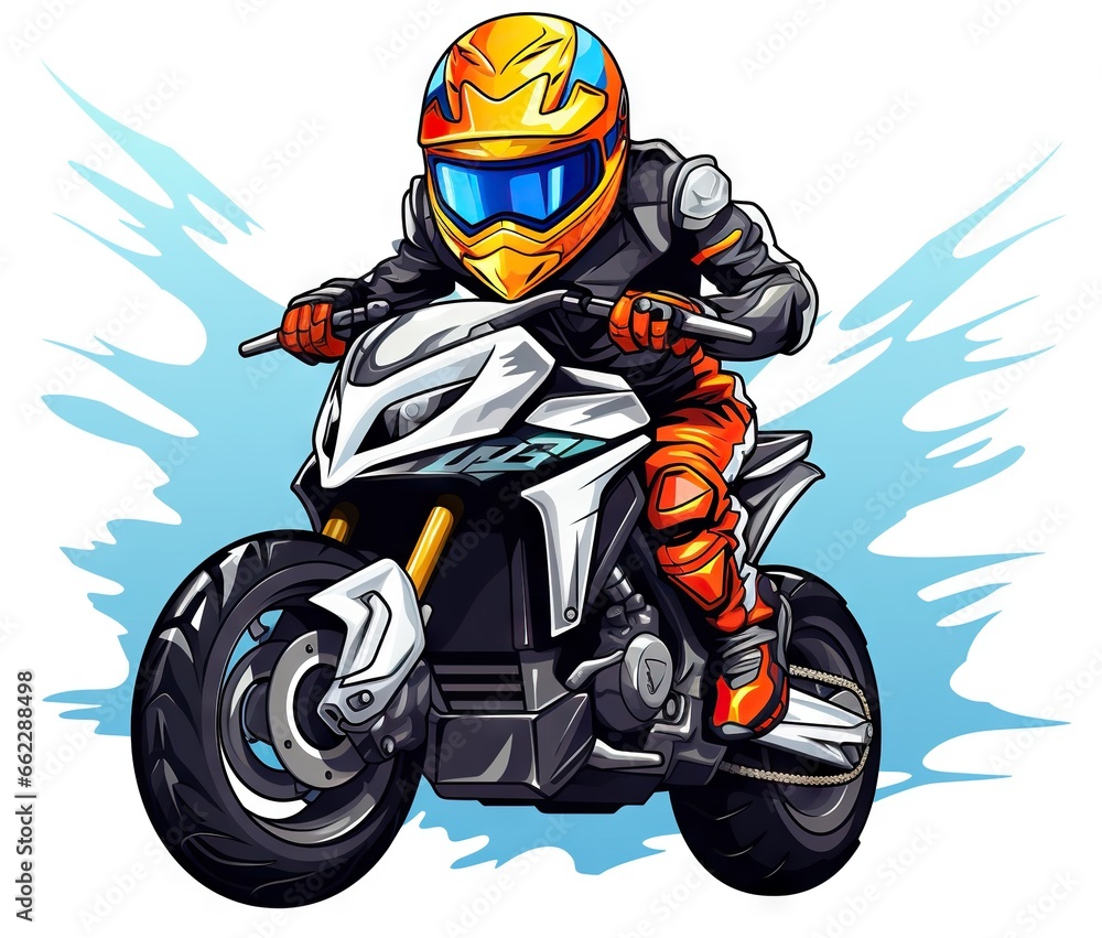 a person riding a motorcycle with a helmet on and orange pants. generative ai a person riding a motorcycle with a helmet on and orange pants. generative ai