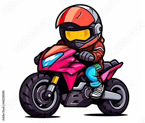  a person riding a pink motorcycle with a helmet on it. generative ai
