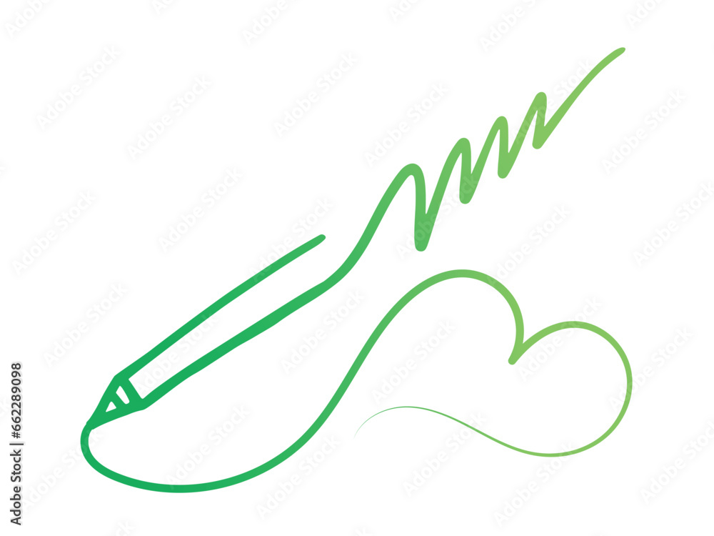 hand drawn pencil and heart symbol on white background hand drawn pencil and heart symbol on white background