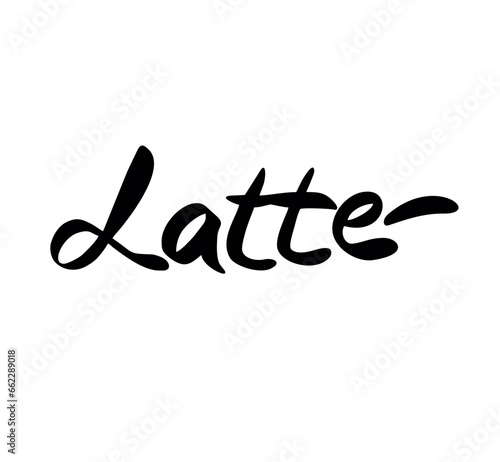 Latte coffee lettering logo calligraphy