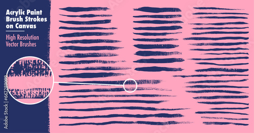 Brush Stroke Textures with Canvas Texture. Created from scans of Acrylic Paint on Canvas. High Quality, Detailed Vector brushes