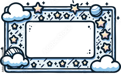 vector cute clouds and stars photo  svg illustration