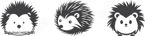 Adorable hedgehog vector cute illustration set modern flat style. Vector outline hedgehog for web and design.