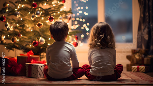 boy and girl celebrating Christmas